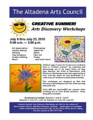 Creative Summer Discovery Arts flyer-C