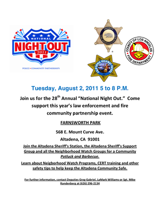 2011 National Night Out flyer