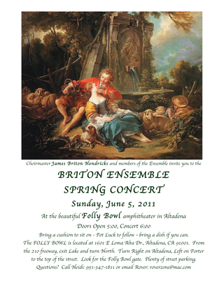 Briton Ensemble at the Folly Bowl, June 5,  6 pm