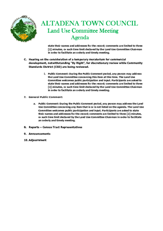 February 5, 2013 Altadena Land Use Agenda-1