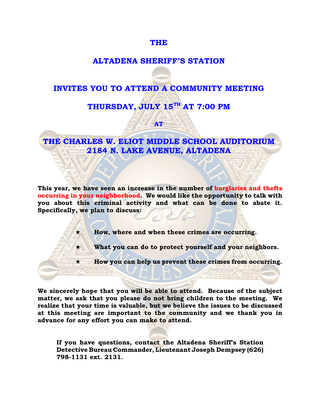 July 15th Community Meeting