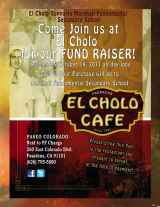 El Cholo Restaurant Fundraiser Flyer