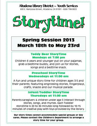 Storytime - half flyer (spring)